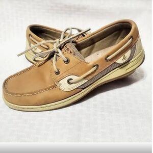 Sperry Women's Bluefiah 2 Eye Boat Shoe Loafers Linen/Oak